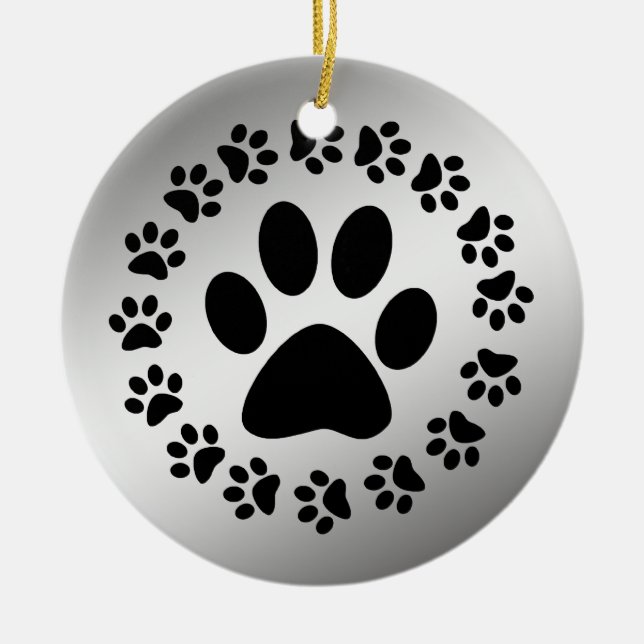 BLACK PAWS ON SILVER ORNAMENT (Front)