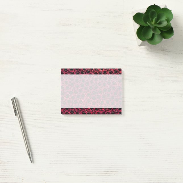 Black Paws, Red Glitter, Dog Paws, Animal Paws Post-it Notes (Office)