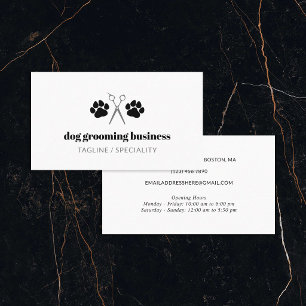 Black Paws & Scissors Dog Grooming Business Card