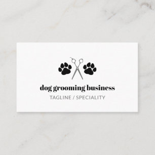 Black Paws & Scissors Dog Grooming Business Card