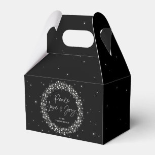 Black Peace Love+Joy Christmas Sparkling Lights Favor Box