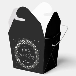 Black Peace Love+Joy Christmas Sparkling Lights Favor Box