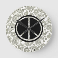 Black Peace & Paisley on White