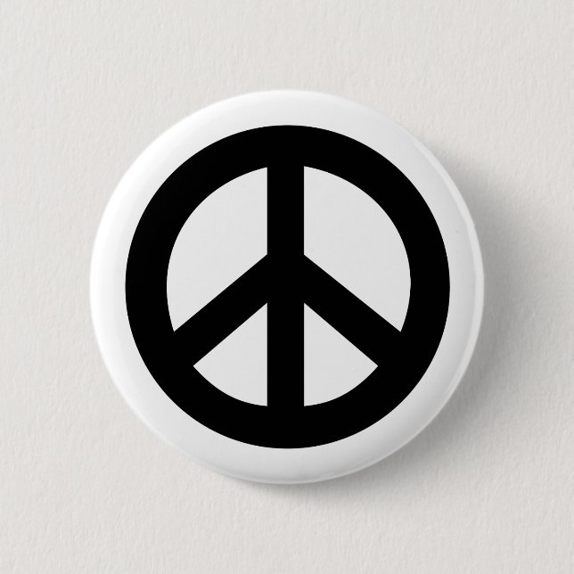 Black Peace Sign 2 Inch Round Button (Front)