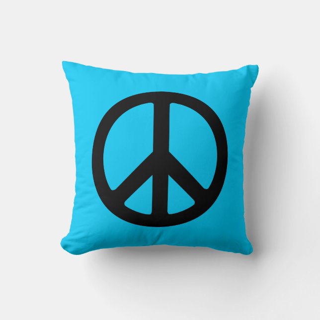 Black Peace Sign Throw Pillow (Front)