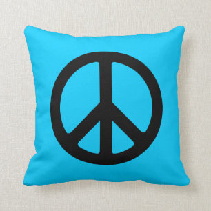 Black Peace Sign Throw Pillow