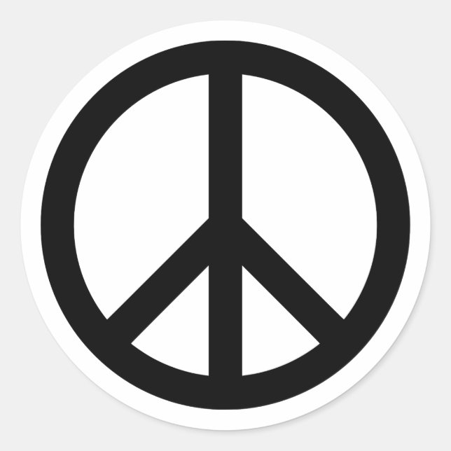 Black Peace Symbol Classic Round Sticker (Front)