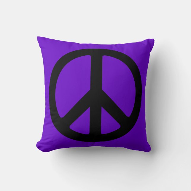 Black Peace Symbol Throw Pillow (Front)