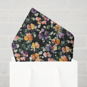 Black Peach Purple Green Floral Tissue Paper