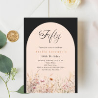 Black peach wildflower florals 50th birthday