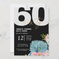 Black Peacock 60th Birthday Invitations 