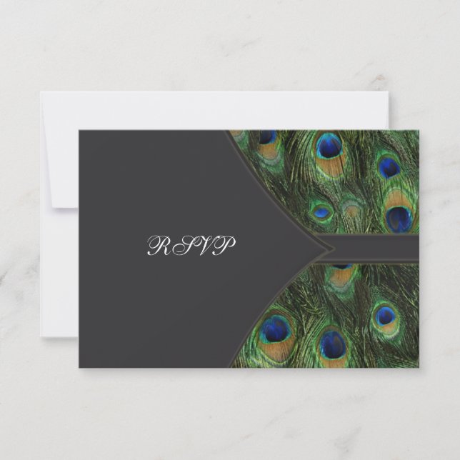 Black Peacock Wedding RSVP (Front)