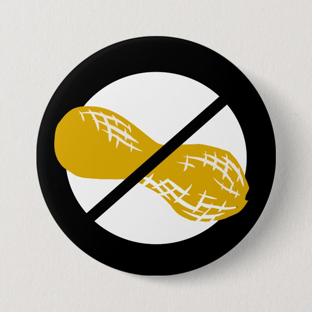 Black Peanut Free Nut Allergy Kids 3 Inch Round Button (Front)