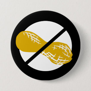 Black Peanut Free Nut Allergy Kids 3 Inch Round Button