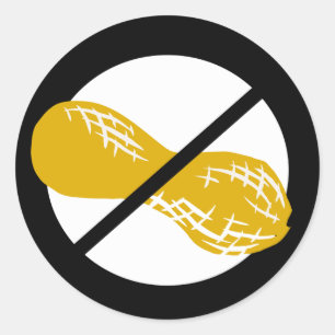 Black Peanut Free Nut Allergy Kids Classic Round Sticker
