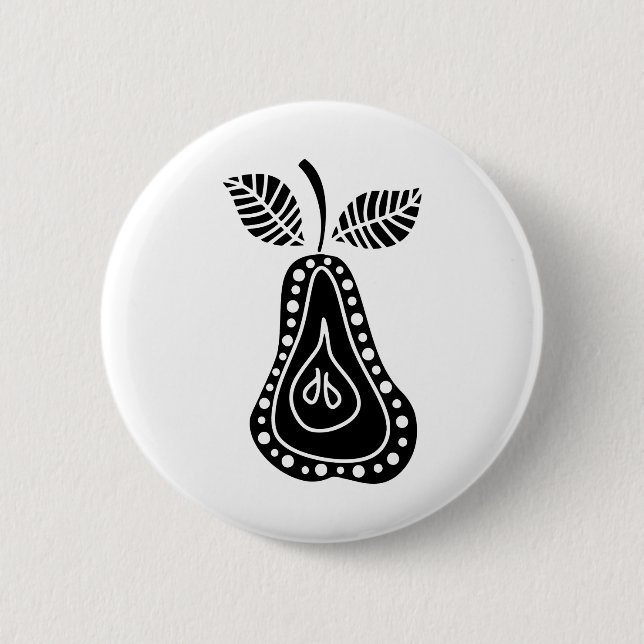 Black Pear 2 Inch Round Button (Front)