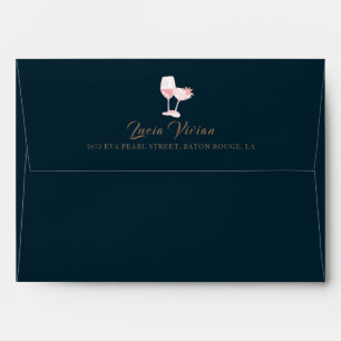 Black Pearl Colour Champagne Retro Bridal Shower  Envelope