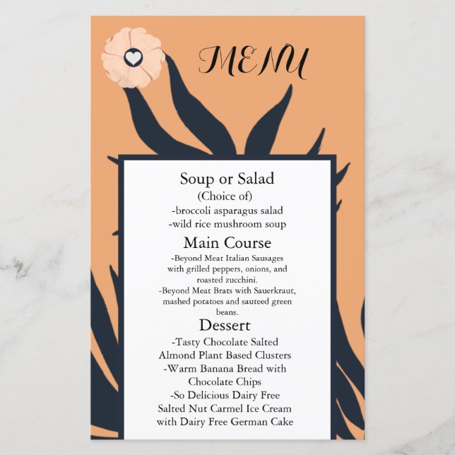 Black Pearl Watusi Tacao Wedding Menu (Front)
