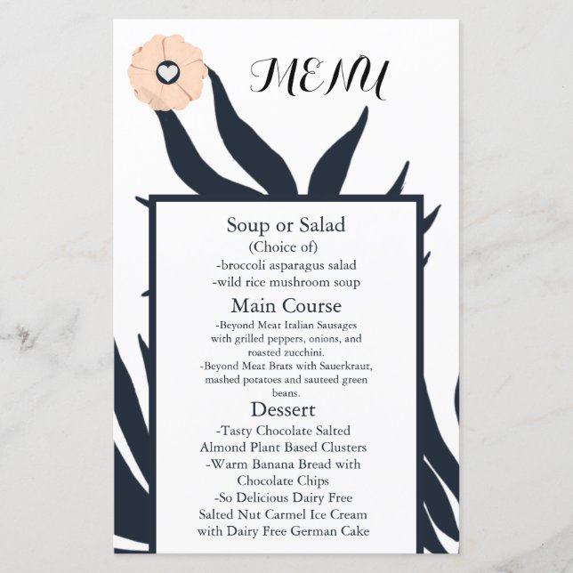 Black Pearl Watusi Tacao Wedding Menu (Front)