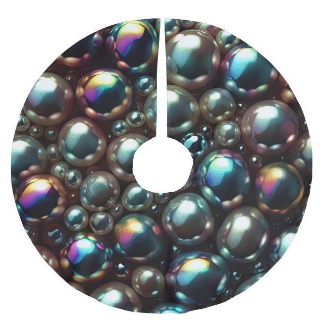 Black Pearls Brushed Polyester Tree Skirt (Front)