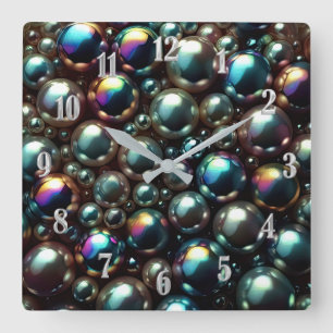 Black Pearls Square Wall Clock