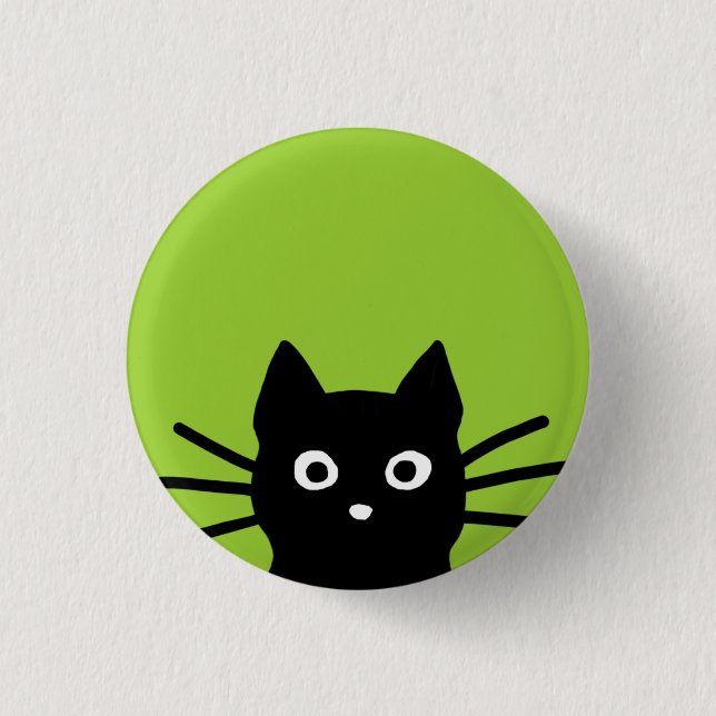 Black Peeking Cat 1 Inch Round Button (Front)