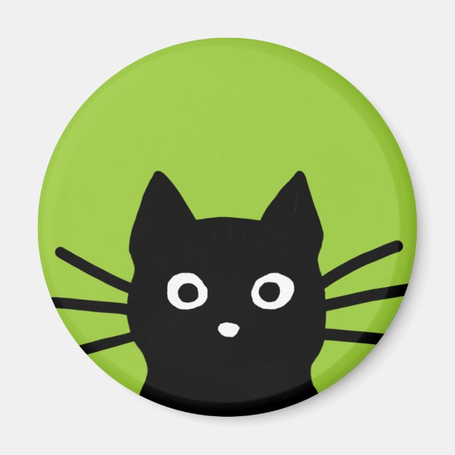 Black Peeking Cat Magnet (Front)