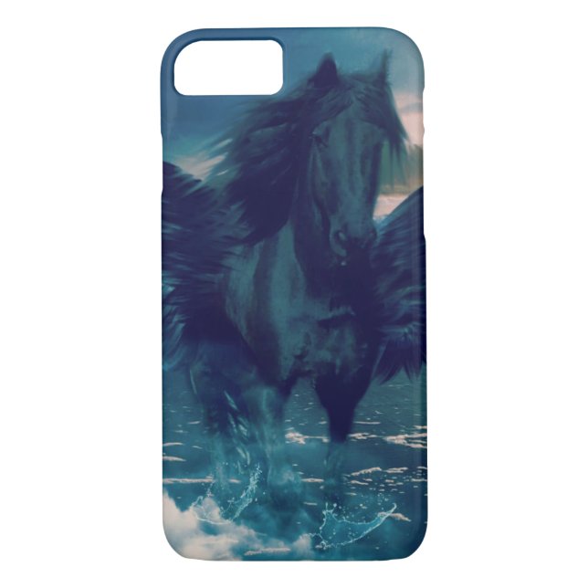 Black Pegasus Emerging From The Sea Case-Mate iPhone Case (Back)