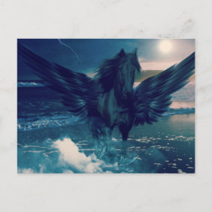 Black Pegasus Emerging From The Sea Postcard