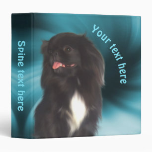 Black Pekingese Blue Swirls Dog Art Personalized Binder
