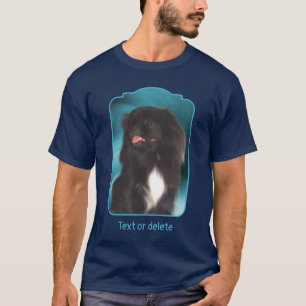 Black Pekingese Blue Swirls Dog Art  T-Shirt