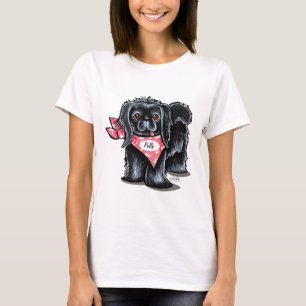 Black Pekingese Pet Name Personalized Pink Scarf T-Shirt