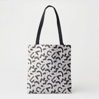 Black Pencil Sketch School Supplies Pattern Tote Bag