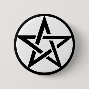 black pentacle pentagram ring 2 inch round button