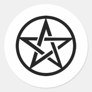 black pentacle pentagram ring classic round sticker