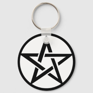 black pentacle pentagram ring keychain