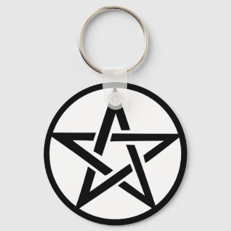 black pentacle pentagram ring keychain