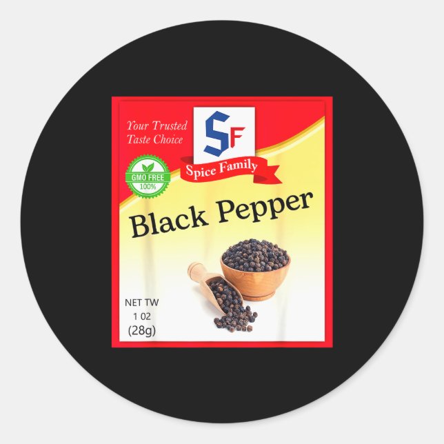Black Pepper Condiment Costume Holiday Sce Group C Classic Round Sticker (Front)