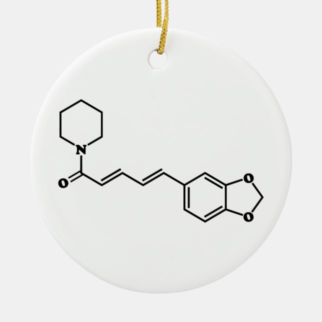 Black Pepper Piperine Molecular Chemical Formula Ceramic Ornament (Front)