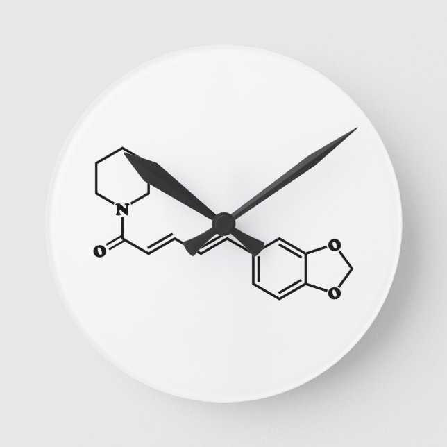 Black Pepper Piperine Molecular Chemical Formula Round Clock (Front)