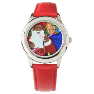 Black Père Noël Bezel Montres de Noël pour enfants