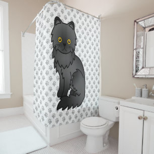 Black Persian Cute Cartoon Cat & Paws