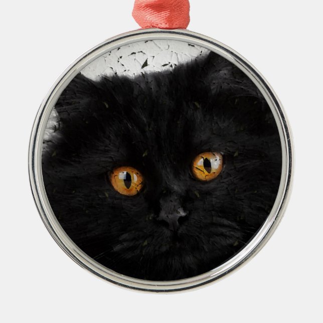 Black Persian Face Metal Ornament (Front)