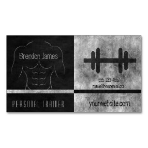 Black Personal Trainer Muscular Ripped Muscle Man Magnetic Business Card