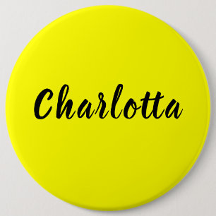 Black Personalize Name Neon Yellow Colour 6 Inch Round Button