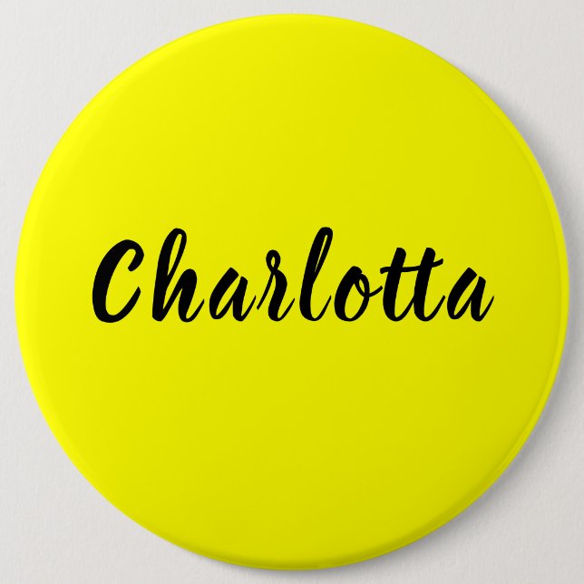 Black Personalize Name | Neon Yellow Colour 6 Inch Round Button (Front)