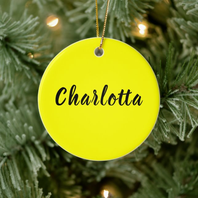 Black Personalize Name | Neon Yellow Colour Ceramic Ornament (Tree)