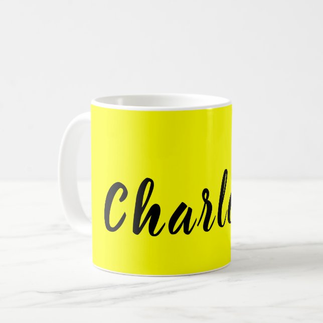 Black Personalize Name | Neon Yellow Colour Coffee Mug (Front Left)