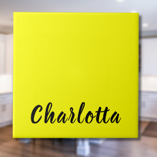 Black Personalize Name   Neon Yellow Colour Tile