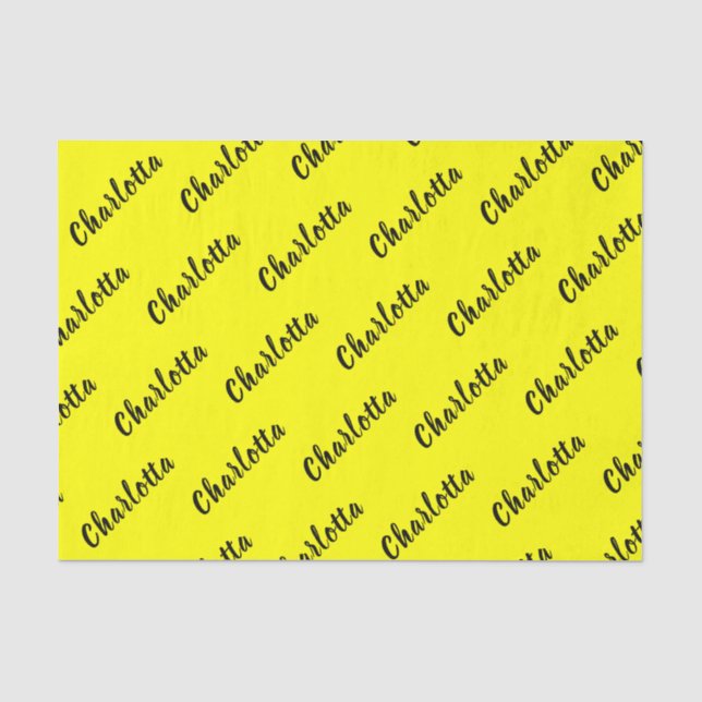 Black Personalize Name | Neon Yellow Colour Tissue Paper (Front)